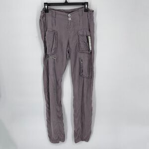 Pete & Greta By Johnny Was NEW Women's Y2K Cupra Poplin Cargo Pants Size 6 Gray